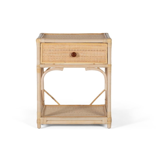 GINER Y COLOMER Table de Noche en Rotin Naturel - Buffet de Chevet avec Dimensions 50x40x60 cm, Meuble de Chambre sans Montage